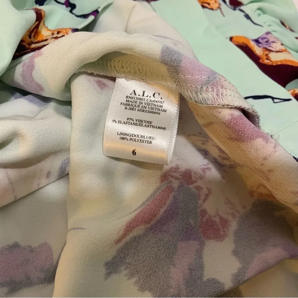 A.L.C. Jane Draped Floral Dress Floral Print Mini Dress Size: S